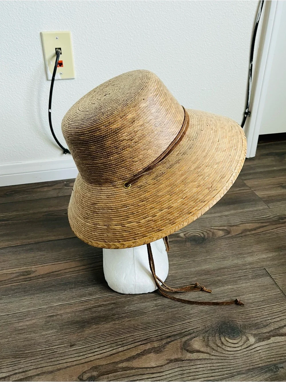 Natural Straw Sun Hat with Leather Tie